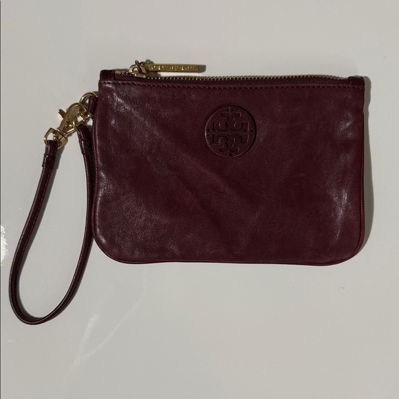 Tory Burch Handbags - Tory Burch Dark Red Leather Wristlet